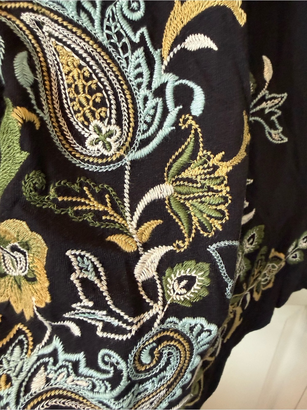 # J. Jill 2X Black Long-Sleeve Top with Paisley Floral Embroidery - Picture 4 of 8